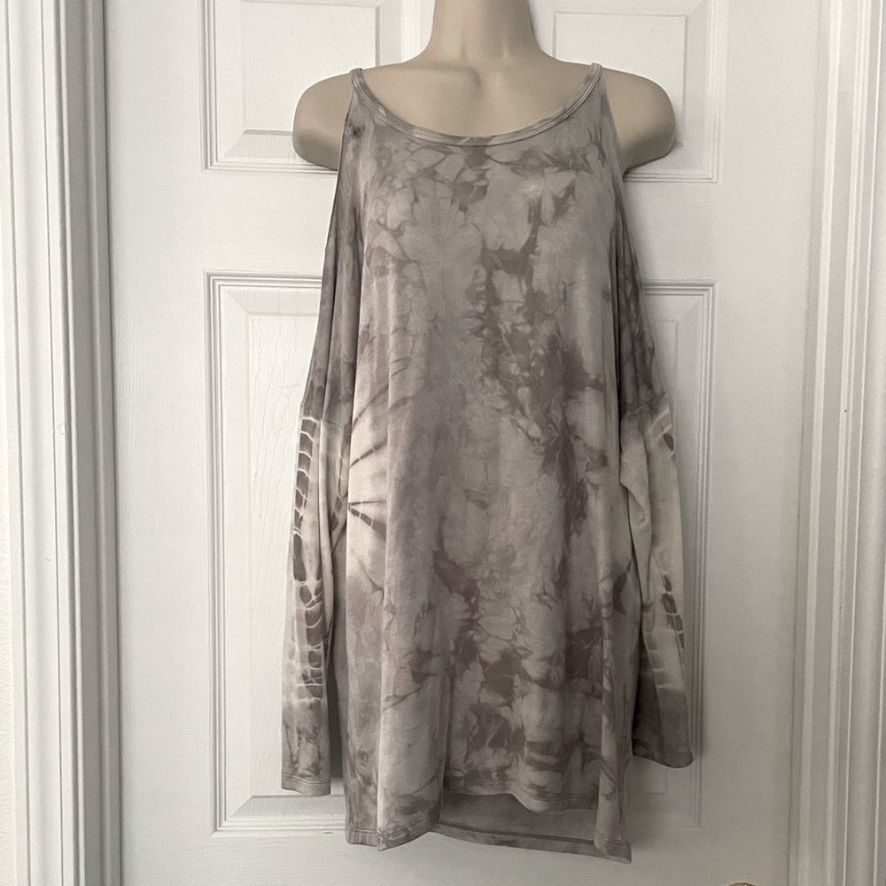 American Age Cold Shoulder Tie Dyed Tunic